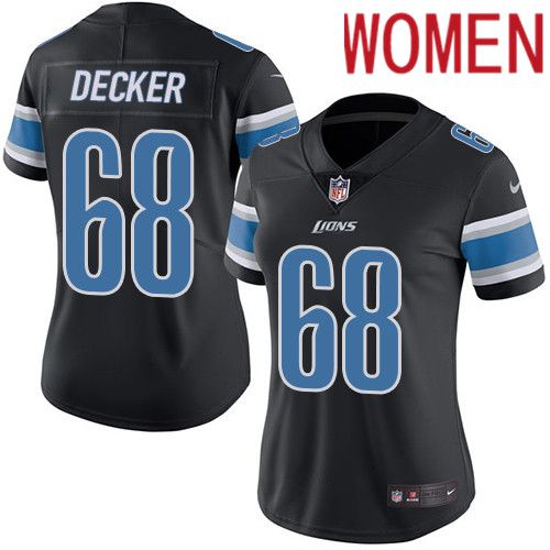 Women Detroit Lions #68 Taylor Decker Nike Black Vapor Limited NFL Jersey->women nfl jersey->Women Jersey